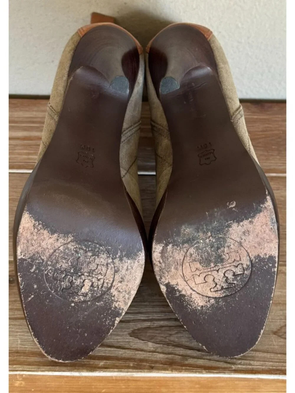 Tory Burch Y2K Halima Tan Suede Lace Up Platform High Heeled Ankle Boots Size 10